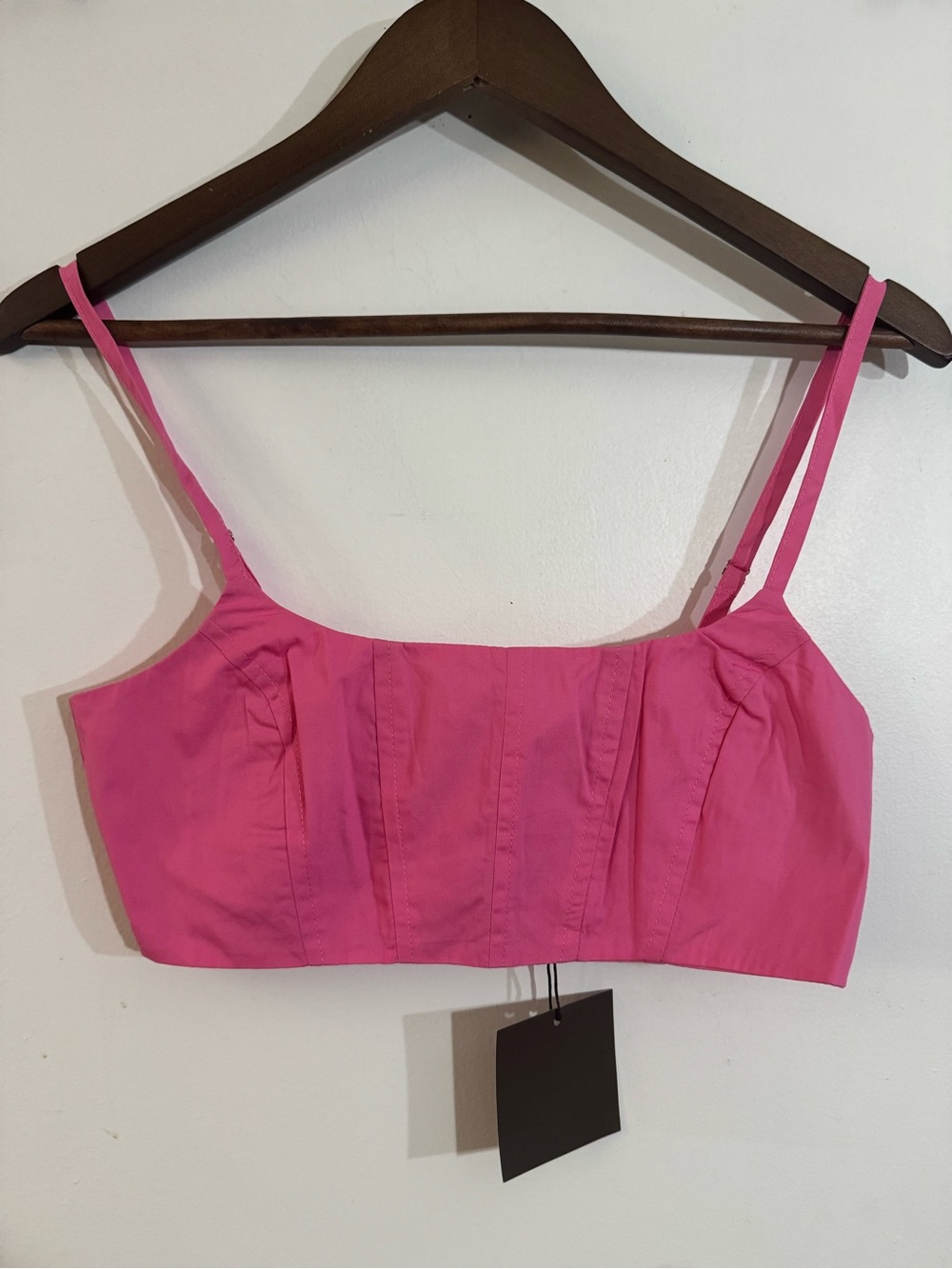 Le Lis Hot Pink Cropped Cami with Thin Straps